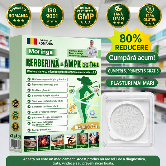 ✨ Plasture nano cu microace 10-în-1 pentru susținerea metabolismului cu Moringa × Berberină × AMPK 🇷🇴