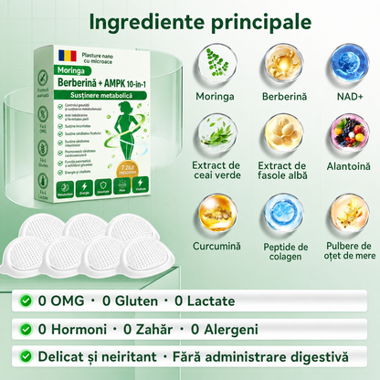 🧑‍⚕️ Plasture nano cu microace 10-în-1 pentru susținerea metabolismului cu Moringa × Berberină × AMPK 🇷🇴
