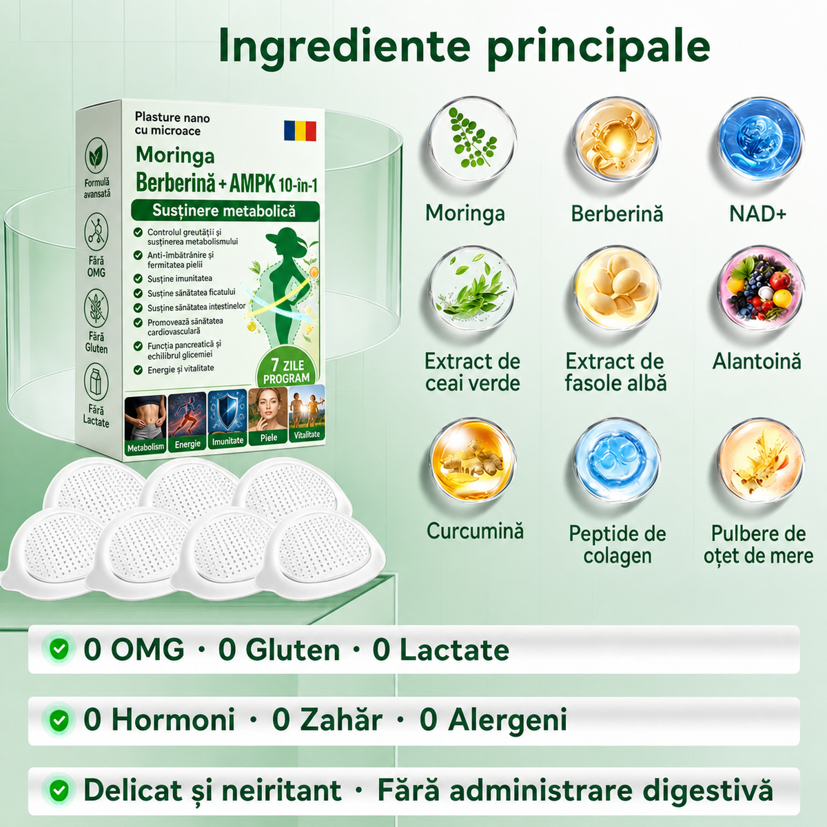 ✨ Plasture nano cu microace 10-în-1 pentru susținerea metabolismului cu Moringa × Berberină × AMPK 🇷🇴
