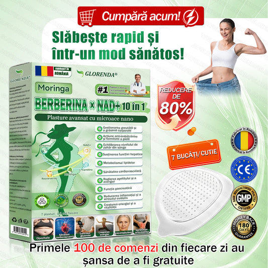 💖 Magazin Oficial | 🌿 GLORENDA® Moringa · Berberină × NAD+ Plasture Avansat Nano cu Microace 10 în 1 (Doar o dată pe zi, schimbări vizibile în 7 zile) ✅ Pentru obezitate, piele lăsată, diabet, apnee în somn, probleme articulare și multe altele
